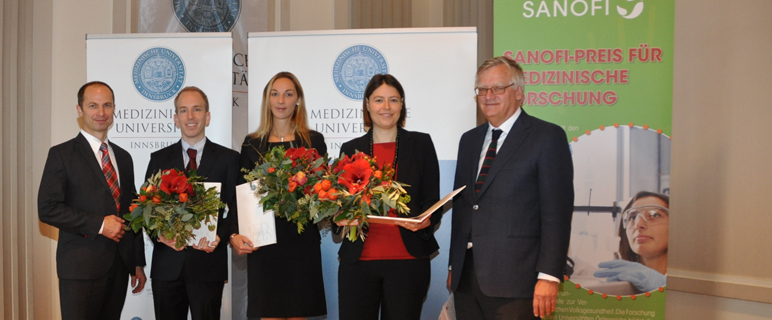Sanofi-Preis 2012 geht an drei junge Forscher:innen der Medizinischen Universität Innsbruck